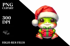 Cute Baby Frog with Santa Hat PNG Product Image 1