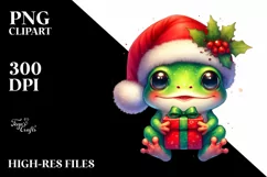Cute Baby Frog with Santa Hat PNG Product Image 3