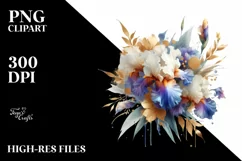 bouquet of Iris with Gold Foil Splashes | Clipart Product Image 1