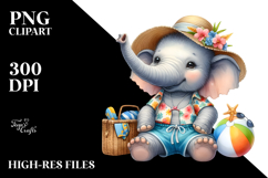 Baby Elephant in Beachwear PNG Product Image 2