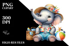 Baby Elephant in Beachwear PNG Product Image 2