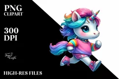 Joyful Unicorn Running, Vibrant PNG Product Image 1