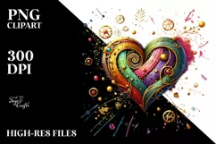 Colorful Heart on Wood PNG Product Image 2