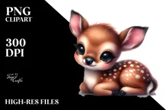 Digital Watercolor Baby Deer PNG Product Image 2
