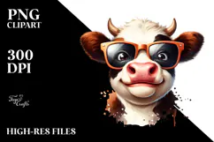 Enthusiastic Cow with Sunglasses, Transparent PNG Product Image 2