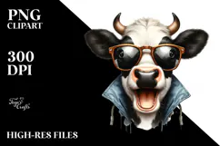 Enthusiastic Cow with Sunglasses, Transparent PNG Product Image 2