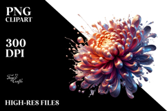 Abstract Shiny Chrysanthemum Watercolor Clipart Product Image 2