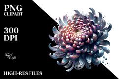 Abstract Shiny Chrysanthemum Watercolor Clipart Product Image 1