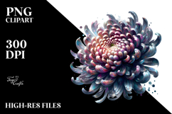 Abstract Shiny Chrysanthemum Watercolor Clipart Product Image 2