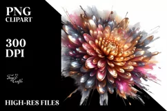 Abstract Shiny Chrysanthemum Watercolor Clipart Product Image 3