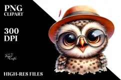 Cute Baby Owl with Hat PNG Product Image 2