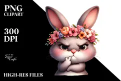 Cute Cartoon Bunny Flower Crown PNG Product Image 2