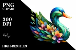 Vibrant Watercolor Duck, High-Res PNG Product Image 3