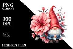 Cute GNOME with Azalea, Transparent PNG Product Image 2