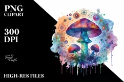 Colorful Watercolor Magical Celestial Astral Mushroom Product Image 1