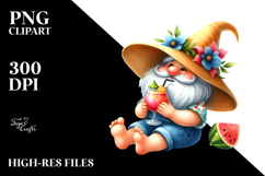 Whimsical Gnome Drinking Cocktail PNG Product Image 2