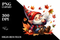 Colorful Gnome with Autumn Leaves PNG Product Image 3