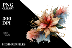 Abstract Stained Azalea Watercolor Clipart Product Image 2