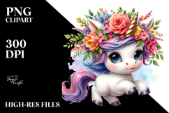 Watercolor Cute Baby Unicorn PNG Product Image 2