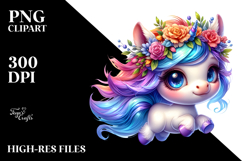 Watercolor Cute Baby Unicorn PNG Product Image 2