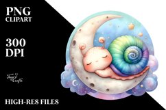 Colorful Baby Snail Moon | Sublimation | Clipart Product Image 3