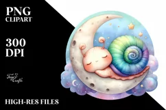 Colorful Baby Snail Moon | Sublimation | Clipart Product Image 3