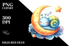 Colorful Baby Snail Moon | Sublimation | Clipart Product Image 1