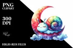 Colorful Baby Snail Moon | Sublimation | Clipart Product Image 3