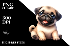 Watercolor Baby Pug, Transparent PNG Product Image 2