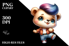Cute Baby Bear Dancing, Vibrant Drawing PNG Product Image 2