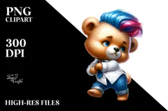 Cute Baby Bear Dancing, Vibrant Drawing PNG Product Image 2