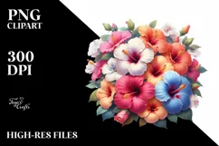 Colorful Hibiscus Bouquet | Sublimation Clipart Product Image 1
