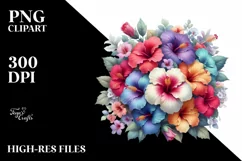 Colorful Hibiscus Bouquet | Sublimation Clipart Product Image 3