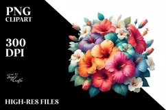 Colorful Hibiscus Bouquet | Sublimation Clipart Product Image 1