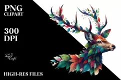 Vibrant Watercolor Deer, Transparent PNG Product Image 1