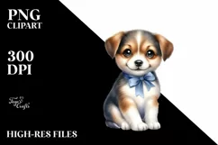 Watercolor Lobelia Moon Dog Clipart Product Image 1