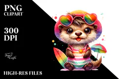Colorful Baby Otter Dressed for Summer | Clipart Product Image 2