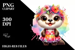 Colorful Baby Otter Dressed for Summer | Clipart Product Image 3