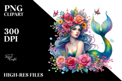 Mermaid with Floral Wreath PNG Product Image 2