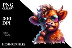 Cute Baby Highlandcow in Model Pose, High-Res PNG Product Image 3