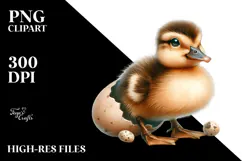 Digital Watercolor Baby Duck PNG Product Image 2