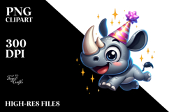 Goofy Cartoon Rhino, Vector Art PNG Product Image 2