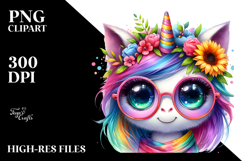 Digital Watercolor with Baby Unicorn Wearing Sunglasses Product Image 2