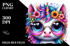 Cute Vibrant Baby Unicorn PNG Product Image 2