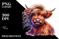 cute Baby Highlandcow PNG Product Image 1