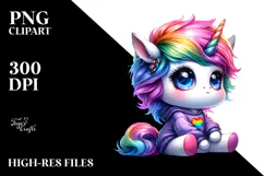 Cute Unicorn with Cool Haircut PNG Product Image 2