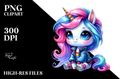 Cute Unicorn with Cool Haircut PNG Product Image 2