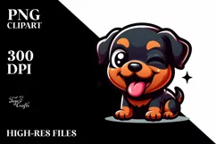Enthusiastic Baby Rottweiler Clipart PNG Product Image 1