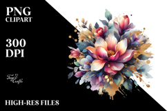 Abstract Vibrant Bouquet with Magnolia | Clipart Product Image 2