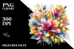 Abstract Vibrant Bouquet with Magnolia | Clipart Product Image 2